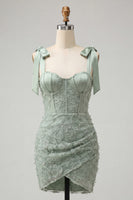 Load image into Gallery viewer, Floral Lilac Corset Beaded Tight Short Cocktail Dress