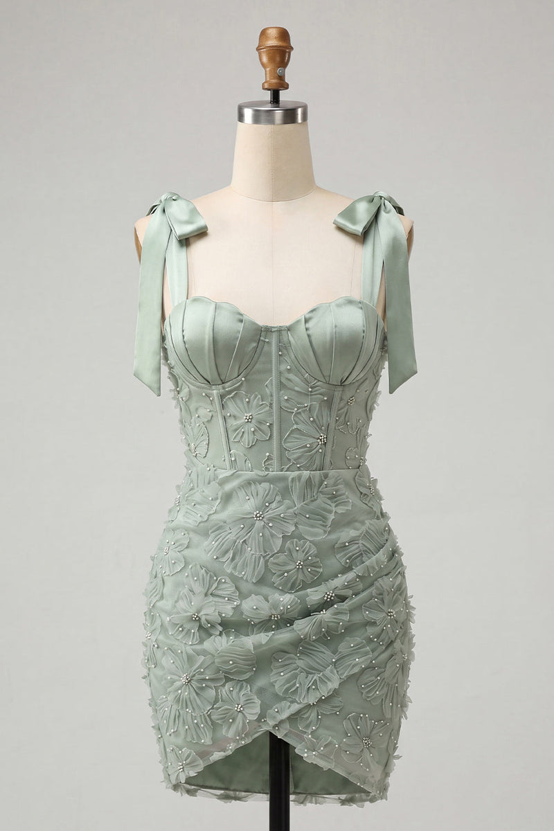 Load image into Gallery viewer, Floral Lilac Corset Beaded Tight Short Cocktail Dress