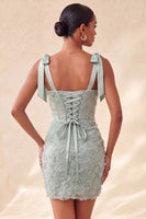 Load image into Gallery viewer, Floral Lilac Corset Beaded Tight Short Cocktail Dress