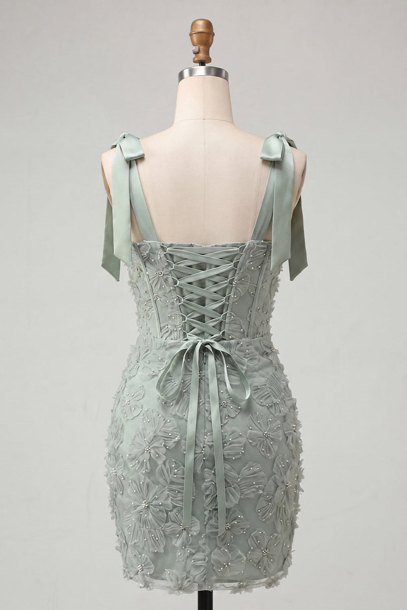 Load image into Gallery viewer, Floral Lilac Corset Beaded Tight Short Cocktail Dress