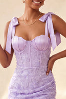 Load image into Gallery viewer, Floral Lilac Corset Beaded Tight Short Cocktail Dress