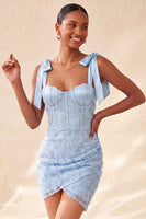 Load image into Gallery viewer, Floral Lilac Corset Beaded Tight Short Cocktail Dress