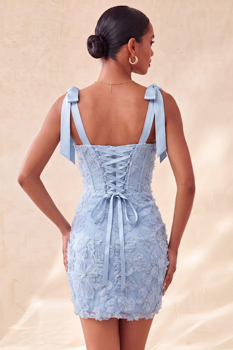 Load image into Gallery viewer, Floral Lilac Corset Beaded Tight Short Cocktail Dress