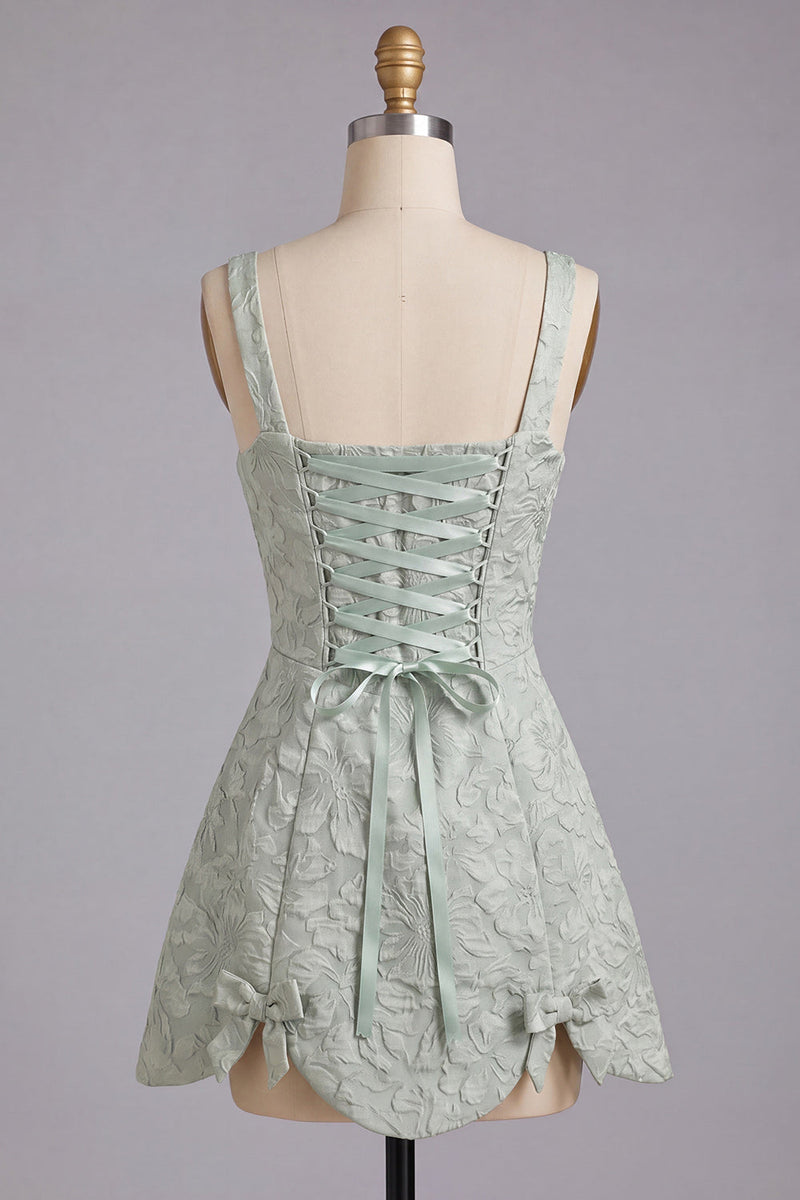 Load image into Gallery viewer, Pink Jacquard A-Line Short Cocktail Dress with Bows