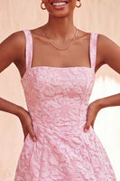 Load image into Gallery viewer, Pink Jacquard A-Line Short Cocktail Dress with Bows