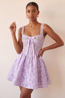 Load image into Gallery viewer, Pink Jacquard Corset Beaded A-Line Short Cocktail Dress