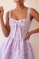 Load image into Gallery viewer, Pink Jacquard Corset Beaded A-Line Short Cocktail Dress