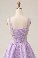 Load image into Gallery viewer, Pink Jacquard Corset Beaded A-Line Short Cocktail Dress