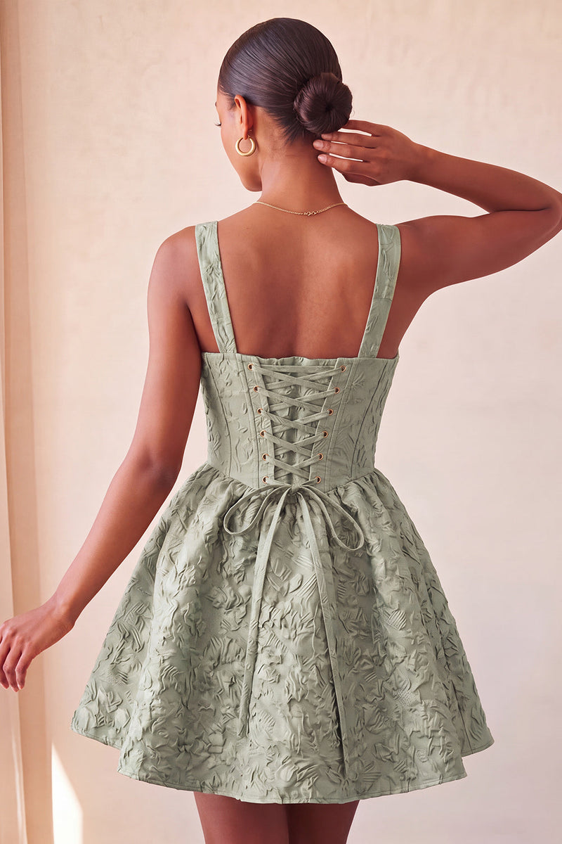 Load image into Gallery viewer, Pink Jacquard A Line Corset Short Cocktail Dress with Bow