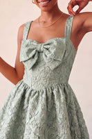 Load image into Gallery viewer, Pink Jacquard A Line Corset Short Cocktail Dress with Bow