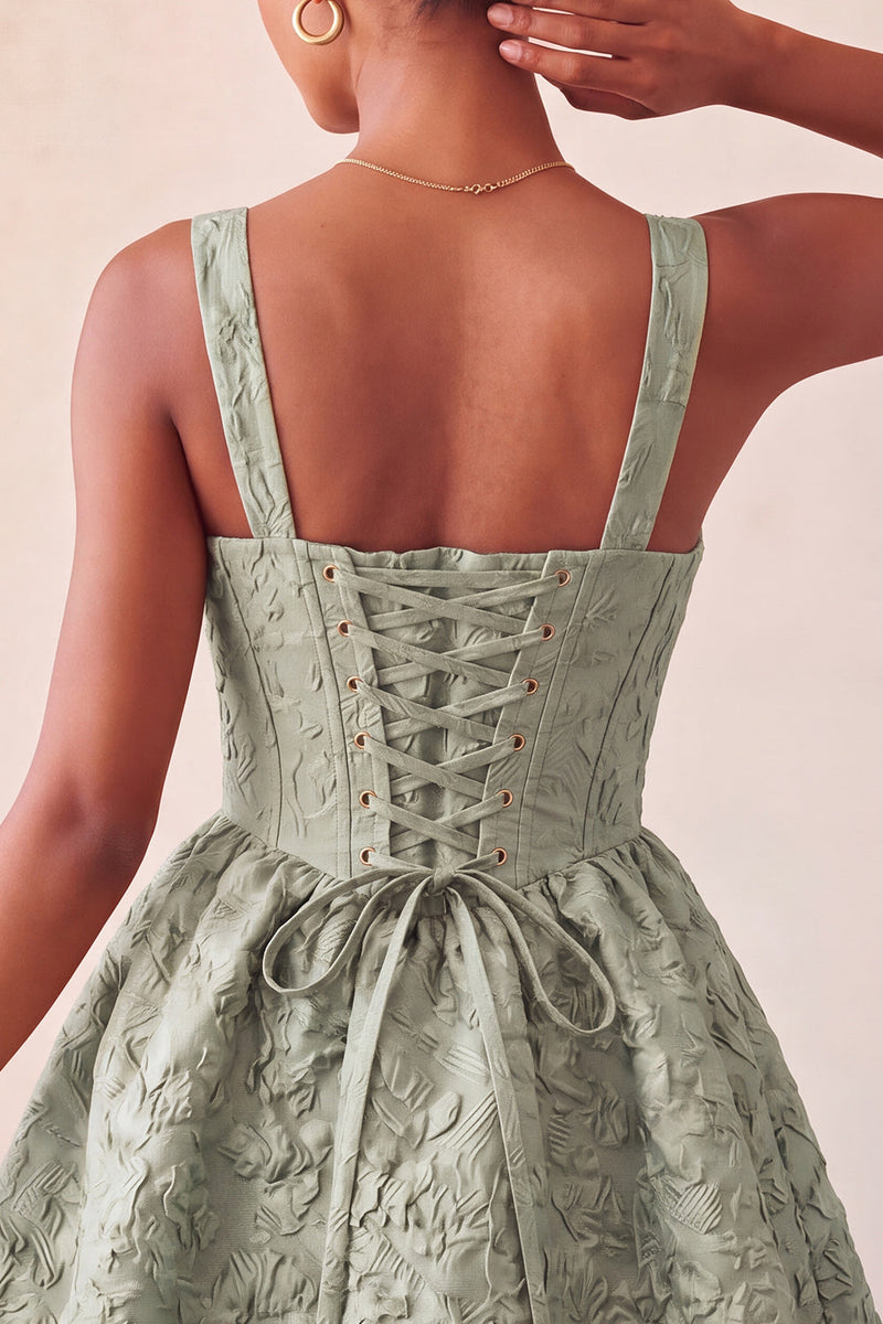 Load image into Gallery viewer, Pink Jacquard A Line Corset Short Cocktail Dress with Bow