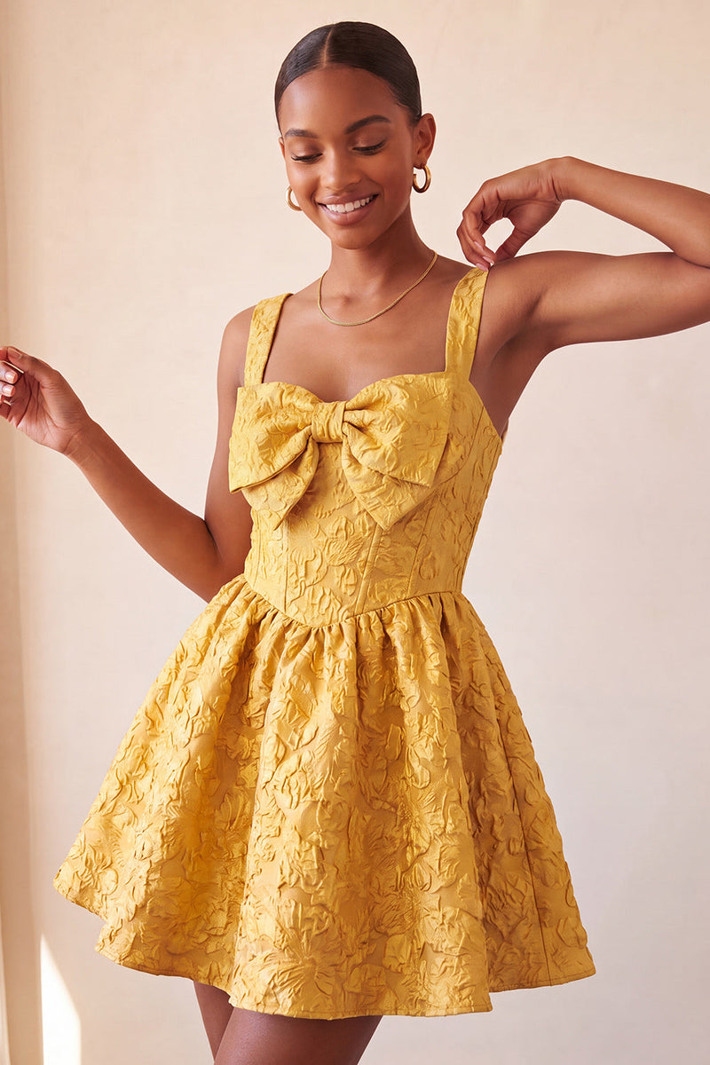 Load image into Gallery viewer, Pink Jacquard A Line Corset Short Cocktail Dress with Bow