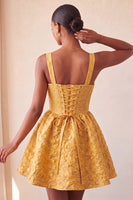 Load image into Gallery viewer, Pink Jacquard A Line Corset Short Cocktail Dress with Bow