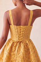Load image into Gallery viewer, Pink Jacquard A Line Corset Short Cocktail Dress with Bow