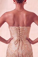 Load image into Gallery viewer, Light Blue Jacquard Tight Short Corset Cocktail Dress with Fringes