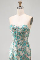 Load image into Gallery viewer, Light Blue Jacquard Tight Short Corset Cocktail Dress with Fringes