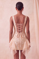 Load image into Gallery viewer, Lake Blue Jacquard Square Neck Tight Short Cocktail Dress with Ruffles