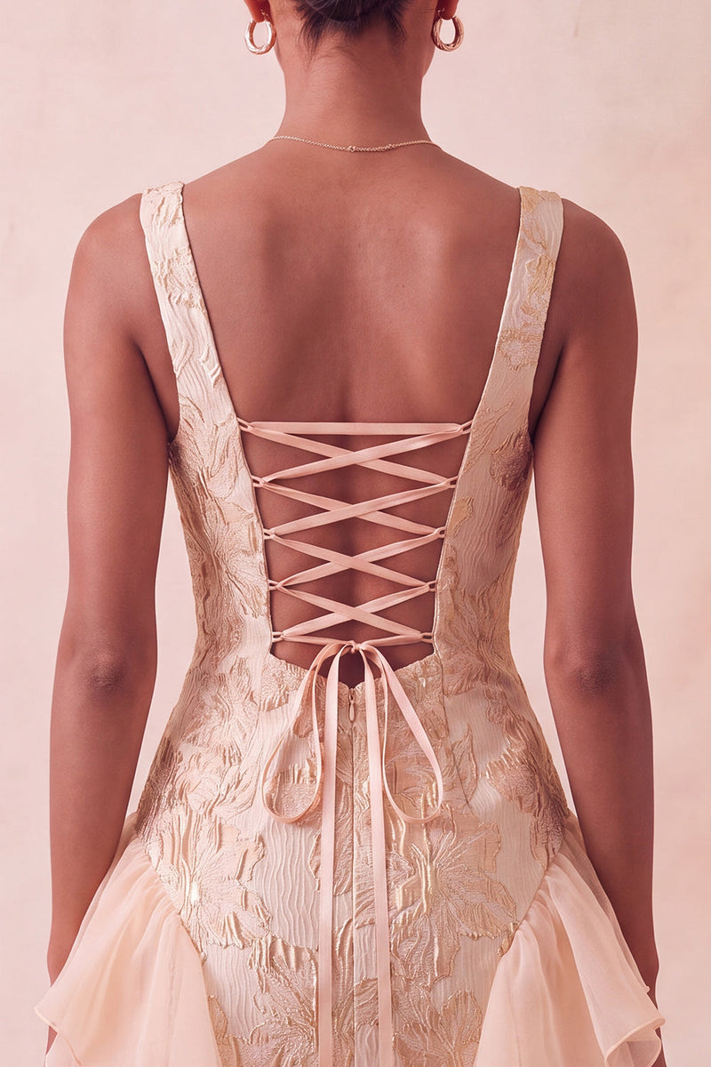Load image into Gallery viewer, Lake Blue Jacquard Square Neck Tight Short Cocktail Dress with Ruffles