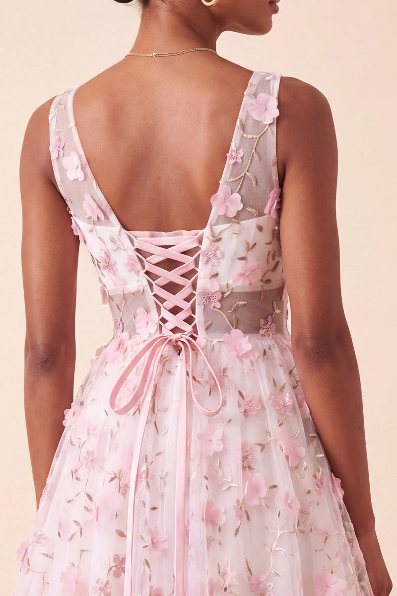Load image into Gallery viewer, Light Yellow V Neck A Line Short Cocktail Dress with 3D Flowers