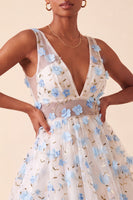 Load image into Gallery viewer, Light Yellow V Neck A Line Short Cocktail Dress with 3D Flowers