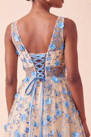 Load image into Gallery viewer, Light Yellow V Neck A Line Short Cocktail Dress with 3D Flowers