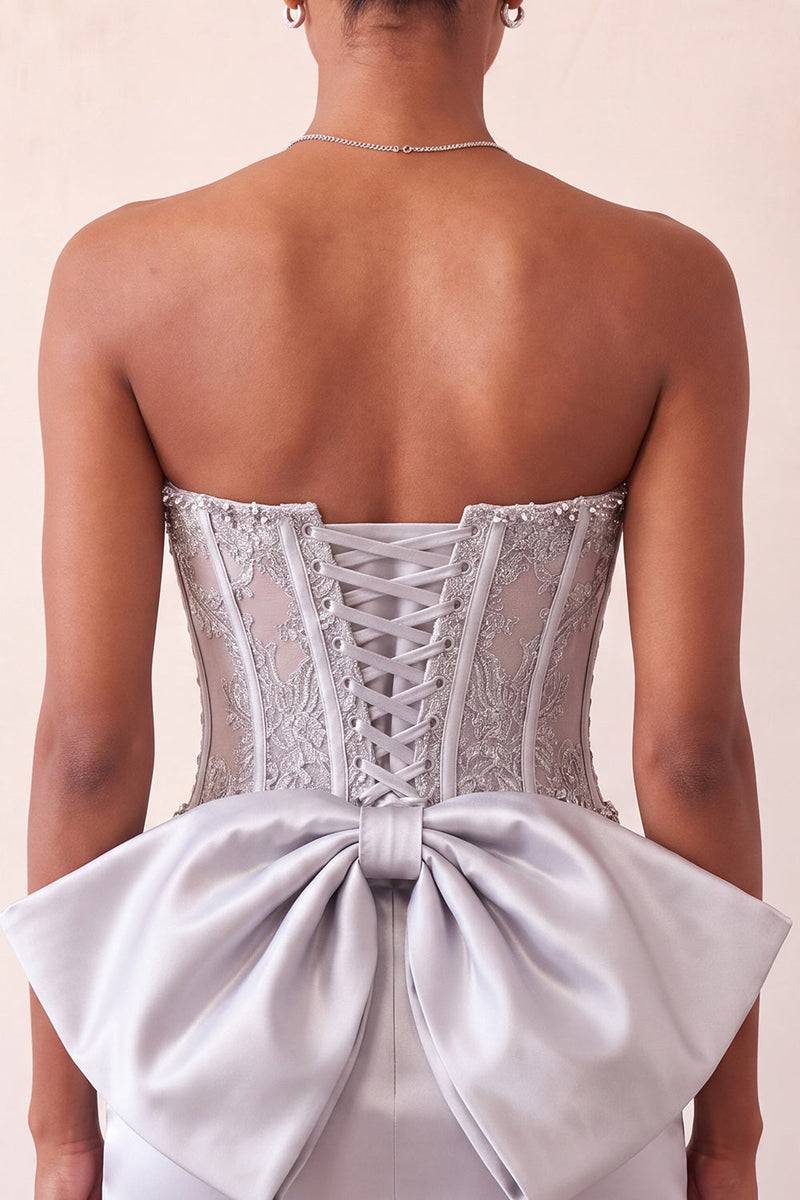 Load image into Gallery viewer, Fuchsia Satin Appliqued Tight Short Corset Cocktail Dress with Bow