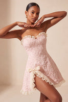 Load image into Gallery viewer, Blush Jacquard Ruffled Sweetheart A-Line Short Cocktail Dress