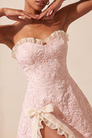 Load image into Gallery viewer, Blush Jacquard Ruffled Sweetheart A-Line Short Cocktail Dress