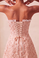 Load image into Gallery viewer, Blush Jacquard Ruffled Sweetheart A-Line Short Cocktail Dress
