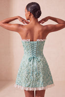 Load image into Gallery viewer, Blush Jacquard Ruffled Sweetheart A-Line Short Cocktail Dress