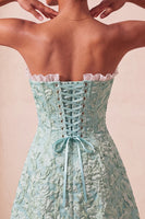 Load image into Gallery viewer, Blush Jacquard Ruffled Sweetheart A-Line Short Cocktail Dress