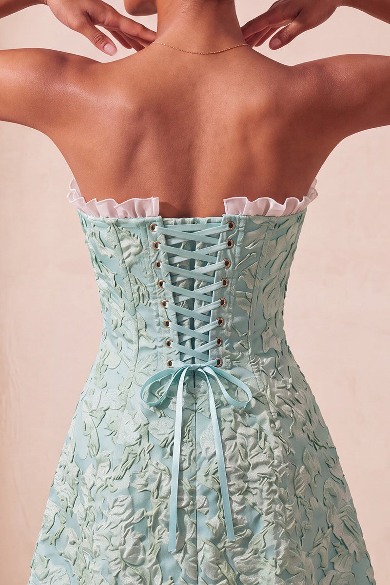 Load image into Gallery viewer, Blush Jacquard Ruffled Sweetheart A-Line Short Cocktail Dress