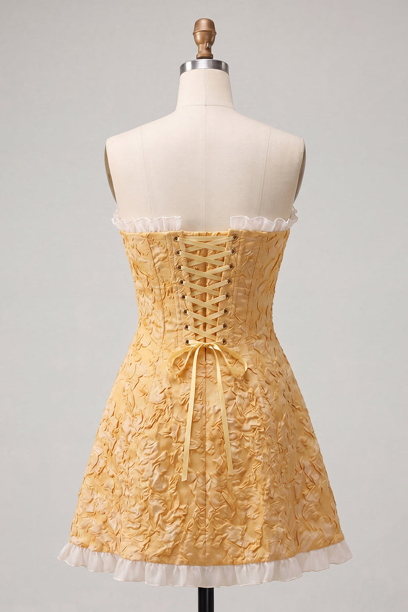 Load image into Gallery viewer, Blush Jacquard Ruffled Sweetheart A-Line Short Cocktail Dress