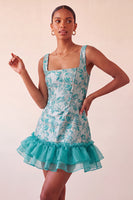 Load image into Gallery viewer, Champagne Jacquard Corset Ruffled A-Line Short Cocktail Dress