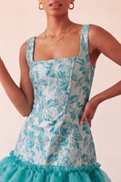 Load image into Gallery viewer, Champagne Jacquard Corset Ruffled A-Line Short Cocktail Dress