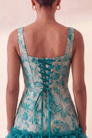 Load image into Gallery viewer, Champagne Jacquard Corset Ruffled A-Line Short Cocktail Dress