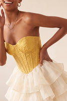 Load image into Gallery viewer, Sage Green Jacquard Tiered Ruffled A Line Short Corset Party Dress