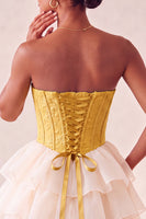 Load image into Gallery viewer, Sage Green Jacquard Tiered Ruffled A Line Short Corset Party Dress