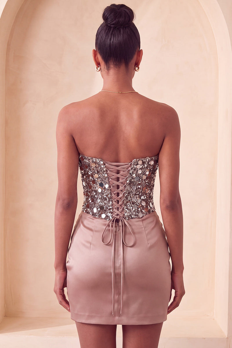 Load image into Gallery viewer, Sparkly Red Sequin Ruched Sweetheart Tight Short Cocktail Dress