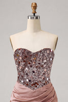 Load image into Gallery viewer, Sparkly Red Sequin Ruched Sweetheart Tight Short Cocktail Dress