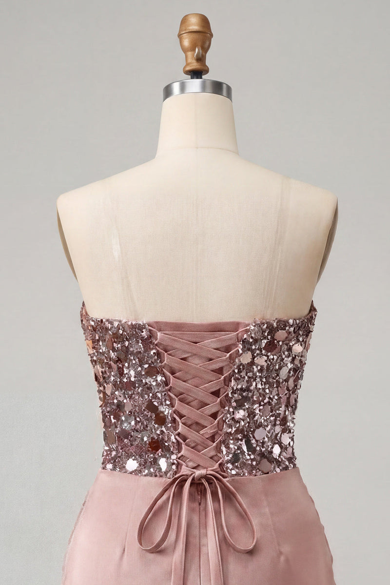Load image into Gallery viewer, Sparkly Red Sequin Ruched Sweetheart Tight Short Cocktail Dress