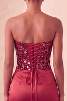 Load image into Gallery viewer, Sparkly Red Sequin Ruched Sweetheart Tight Short Cocktail Dress
