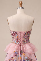 Load image into Gallery viewer, Sparkly Red Floral Corset Sequin Ruffled Short Cocktail Dress
