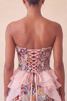 Load image into Gallery viewer, Sparkly Red Floral Corset Sequin Ruffled Short Cocktail Dress