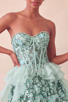 Load image into Gallery viewer, Sparkly Red Floral Corset Sequin Ruffled Short Cocktail Dress