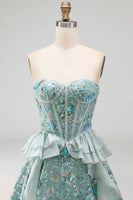Load image into Gallery viewer, Sparkly Red Floral Corset Sequin Ruffled Short Cocktail Dress