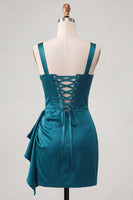 Load image into Gallery viewer, Champagne Satin Beaded Tight Short Corset Cocktail Dress with Sash