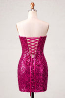 Load image into Gallery viewer, Sparkly Silver Sequin Keyhole Tight Short Homecoming Dress with Slit