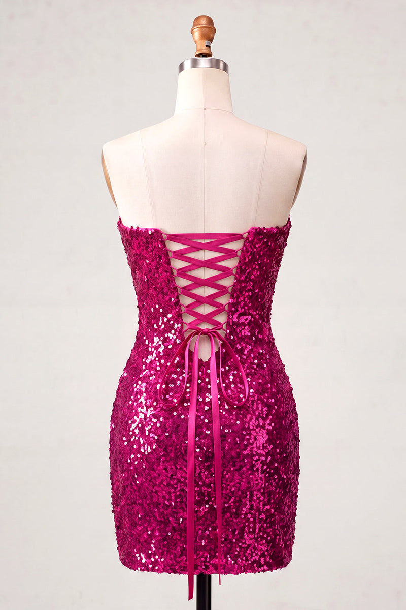 Load image into Gallery viewer, Sparkly Silver Sequin Keyhole Tight Short Homecoming Dress with Slit