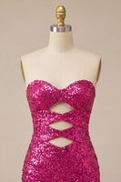 Load image into Gallery viewer, Sparkly Silver Sequin Keyhole Tight Short Homecoming Dress with Slit